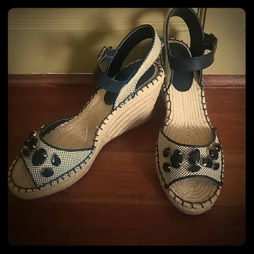 NWOT Jeweled Espadrille Wedges